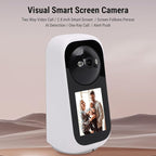 PUSOKEI 2K Security Camera Indoor, 360 PTZ Surveillance Camera with 2.8" IPS HD Screen & App, Al Human Detection, 2 Way Video Call, One Key Call, APP & Alert Push