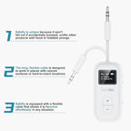 SafeFly Dual Bluetooth Transmitter with Screen for 2 Airpods, Wireless Audio Adapter Support aptX Low Latency, Long Range, 30H Battery Life, 3.5 mm Audio Jack on Airplanes, TV, Gym, MP3-White