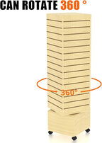 16" W * 16" D * 62" H - Maple Slatwall Tower, Four Panel Slatwall Retail Fixture, Rotating Retail Display Rack