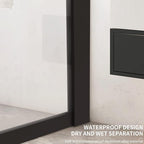 Bathroom Shower Door Screen, 34 in. W x 74 in. H Single Panel Frameless Shower Screen with Tempered Glass, for Bathroom and Bathtub, Clear Shower Door Screen with Matte Black Rods