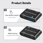 Audio Switch 3.5mm Bi-Direction Switch,Stereo Audio Switcher 2 in 1/1 in 2 Out,A udio Swit ch Headphone Manual Selector Splitter for PC Phone Laptop Headphone(Black)