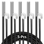 AOHIEDI 5PCS High Accuracy Temperature Sensor Probe, Premium B3950 Ntc 10k Thermistor Sensor, Waterproof Design, Durable, Easy to Install, Suitable for Water Dispenser/DIY/HVAC, Ideal for The Masses