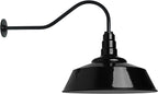 Steel Lighting Co. Large Outdoor Barn Light | Gooseneck Light Fixture | Made in America from 18-Gauge Steel | 20" Dome | 23" Gooseneck Black Exterior/White Interior