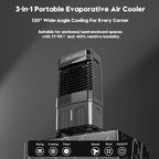 Auertech 1800CFM Swamp Cooler with Remote, 5.3 Gal Evaporative Air Cooler with 12H Timer, 3 Speeds, 120°Oscillation, Indoor Outdoor Portable Swamp Cooler Air Conditioner for Room, Garage