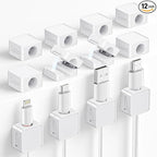 Magnetic Cable Clips, 12 Pack Cord Holder, Desk Cable Management, Adhesive Wire Holder Keeper Organizer for Home Office Desk Phone Car Wall Desktop Nightstand