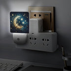 Moon and Starry Sky Night Light, Plug into Wall Decor Nightlights for Bedroom, Bathroom, Hallway, Kitchen, with Dusk to Dawn Light Auto Sensors LED Night Lights for Boys Girls Women Men Room Gifts