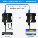 PVBCTCSID 4K HDMI Extender Over CAT6/7 4K30Hz Upto 131ft/40m 1080P Upto 196ft/60m HDMI Balun Over Single Ethernet Support EDID and POC (Power Only Supplied to The TX End)