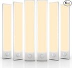 6 Pack Under Cabinet Lighting Wireless, 50 LED Rechargeable Battery Motion Sensor Light Indoor, Stick On Magnetic Closet Lights, Under Counter Lights for Kitchen, Stairs, Warm 12 in