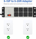 CCCEI 2PCS Heavy Duty Power Strip Surge Protector 20 AMP, 8 Outlets 12 Gauge Shop Garage Metal Multiple Outlets, 15 FT Extension Cord 5-15P Adapter High Amp 6-20R T-Slot 20a for Appliance Grey.