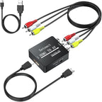 Setuact HDMI to AV Converter, HDMI to RCA Converter, Supports PAL/NTSC for Apple TV, Roku, Fire Stick, Blu-ray, DVD Player, Older TV, Projector, (with Male RCA and HDMI Cables)