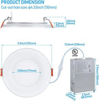 TORCHSTAR 8-Pack 5CCT 4 Inch Slim LED Recessed Lights with Night Light, CRI90, Anti-Glare Baffle Trim, 27003000350040005000K Selectable, 9W Dimmable Ultra-Thin Canless Wafer Downlight, ETL