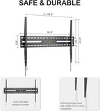 WALI Heavy Duty TV Wall Mount for 43-120 Inch Flat Curved TVs up to 165 lbs,Low Profile 1.2 Inch from Wall,Mounting Holes up to 900x600mm,Compatible with Stud Spacing, Easy Install Bracket,Black