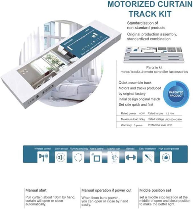 OlideSmart DIY WiFi Smart Automatic Curtain Motor Track System, Automatic Curtain Motor, Blinds Tracks, Length can be Customized (White, 8.2m)
