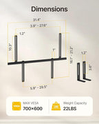 monTEK Soundbar Mount up to 22 lbs fits Sonos Arc/Arc Ultra/Beam/Ray/Playbar, Bose Soundbar 500/700, Samsung & Sony & LG & JBL, Adjustable Soundbar Mount Under TV, Black