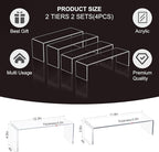 Blaithom Acrylic Display Riser Stand,4Pcs 12'' Length Tier Display Stands, Thickened to 0.2''(5mm) Acrylic Shelf Risers for Perfume Display,Risers for Buffet Table,Cupcake Stand,Pop Figurines,Tumbler,Food