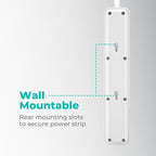 KMC 4-Outlet Surge Protector Power Strip, 1 USB-A & 1 USB-C Port, Power Strip Surge Protector, 840J Surge Protection, 5ft Extension Cord, 3-Prong Low-Profile Flat Plug, UL/ETL Certified, White