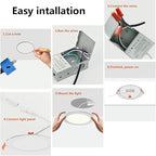 MKUJOO 72 Pack 4 Inch Ultra-Thin LED Recessed Ceiling Light with Junction Box,Panel Light,Daylight, 9.5W,2700K/3000K/3500K/4000K/5000K Selectable Dimmable Downlight ETL&FCC&CE Energy Star Certified