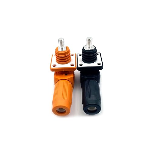 70A Battery Energy Storage Connector, 10mm² High Current Connectors IP67 Waterproof Stud Wiring Power Adapter Quick Plug Terminal Right Angle Plug and Socket (1000V Black+Orange)