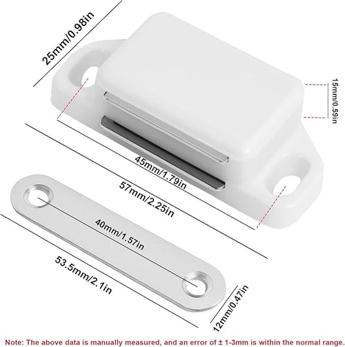 8 Pack Magnetic Push Latch,Heavy Duty Magnetic Touch Latch,for Push to Open Cabinet or Kitchen Drawer, Kitchen Door (White - 0.98 inch, 8 Pack)