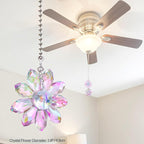 LEFERS Ceiling Fan Pull Chain, 2 Pieces 1.8" Crystal Glass Flower Pendants with 24" Ceiling Fan Chain Extender and Connector (Purple)