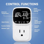 COMYAN Temperature Controlled Outlet with 16.4ft & 6.5ft 2 Probes, Reptile Thermostat 15A 1800W Digital Thermostat, Heating Cooling Timer with Cyclic Timing/Countdown, -40℉~210℉ for Reptile Incubator