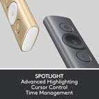 Logitech Spotlight Presentation Remote - Universal Wireless Presentation Clicker with Laser Pointer, Advanced Digital Highlighting, Bluetooth, 30 m Range and Quick Charging - Silver