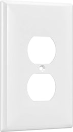 ENERLITES Duplex Receptacle Outlet Wall Plate, Jumbo Outlet Covers, Gloss Finish, Oversized 1-Gang 5.5" x 3.5", Polycarbonate Thermoplastic, 8821O-W, White