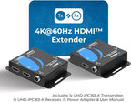 OREI 4K HDMI Extender Balun UltraHD 4K @ 60Hz 4:4:4 Over Single CAT6/7 Cable with HDR & IR Control-Ethernet Up to 165 ft- Power Over Cable (UHD-IPC165-K)