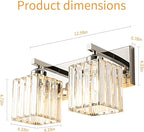 FDPBY Modern Bathroom Vanity Light 2-Lights Chrome Crystal Bathroom Wall Light Vanity Light Fixtures，12.59-inch Modern Minimalist Design