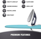 COTTY HOME Extra Thick Ironing Board Covers with Pad Standard Size 15x54, Heat Reflective Full Scorch Resistant Padding, Snug Fit Non-Slip Nose Pocket Fastener Straps Elastic Edges, Turquoise