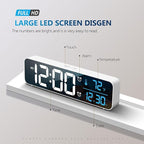 Hournor Digital Clock for Bedroom, Digital Wall Clock for Living Room Decor, Desk Table Clocks, Digital Clock Large Display, Bedroom Smart Alarm Clock for Office White Blue