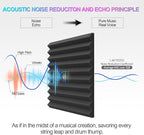 JBER 12 Pack Sound Proof Foam Panels, 1" X 12" X 12" Self-Adhesive Acoustic Foam Panels, Acoustic Panels Wedges High Density, Soundproof Wall Panels for Treatment Home Studio - Black