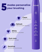 MySmile DY156 Electric Toothbrush for Adults, Rechargeable Sonic Battery Toothbrush Portable with 3 Brush Heads, 2 Mins 5 Modes Smart Timer, 45000VPM, One Charge for 60 Days