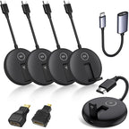 YUYUNLOMN Wireless HDMI Four Receivers and Transmitter,165FT/50M,Splitter Plug and Play,Wirelessly Simultaneous Expansion to Multi-TVs,1080P Full HD for Streaming from Laptop,Camera,PC to TV/Projector