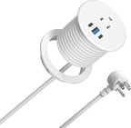 2.5 inch Power Grommet,20W USB-C Charging,1 Outlet with 2 USB C,1 USB Port,Furniture Flush Mount for Desktop,Recessed Power Strip,Workspace Essential Desk Outlet (White, 6 FT)