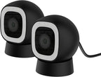 Luna 2K AI Wired Cameras for Home Security Outdoor/Indoor, 2.4GHz Wi-Fi, Smart Motion Alerts, Color Night Vision, Spotlight/Siren, Magnetic Mount, Cloud & CVR Storage, 2-Way Audio (2-Pack, Black)