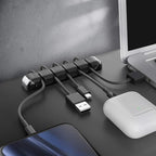 AHASTYLE Cable Organizer Holder 5 Slots Desktop Cord Wire Clips Keeper for Organizing USB Cable/Power Cord/Wire Home Office and Car (Black)
