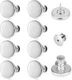 TOOVREN 8 Sets Jean Buttons for Loose Jeans, No Sew No Tool Instant Replacement Button Pins Adjustable Pant Waist Tightener to Make Smaller, Reusable Extra Pants Clips to Tighten Waist, Silver