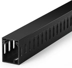 ZhiYo H1.6 x W1.2in Cable Raceway, 6.6ft (2xL3.3ft) Server Rack Cable Management Under Desk Cord Organizer, Electrical Safe PVC Cable Channel Open Slot Wire Raceway for Network/PC/TVs, Wire Duct Black