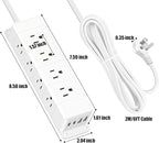 45W USB-C Fast Charging Under Desk Power Strip,12 Outlet Mountable Power Strip with 4 USB,1200J Surge Protection,10FT Flat Extension Cord