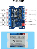 80W Vocie Playback Module,CH358D Low Lever Trigger 8MB DC 9-24V Sound Board with Case,Support USB Download,MP3 Hardware Decoding,10-Way Button One-to-One,8 Combined Playback for Industry Broadcast.