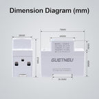 GUETNEU Color Digital Display Energy Meter Multifunction Tester Rail-Mounted Meter GT2P-E, 80270V AC, 0100A, 025KW, 50/60Hz. Measurement of Volts, Amps, Watts, Hertz, PF and Kilowatt-Hours