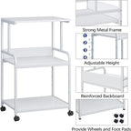 Arbuxzuy Printer Stand with Storage Shelf,3 Tier Printer Cart with Wheels,Mobile Printer Table for Home Office,Stands for Printer Heat Press Scanner Fax,Industrial Style (White)