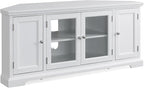 Leick Home Mateo Corner TV Stand, for 65 in. TV, 2 Glass Doors and 2 Soild Doors, White, 85386