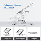 MCHOSE Laptop Stand with 360° Rotating Base, Foldable Adjustable Computer Holder, Ergonomic Design Compatible with MacBook Air Pro, Dell XPS, HP, Lenovo More 10-17" (A-Silver)