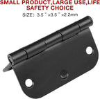 30 Pack Rounded Matte Black Door Hinges 3.5 Inch 5/8" Radius Interior 3 1/2" Flat Iron Bifold Residential Standard Bedroom Indoor for Doors 3 ½"Hardware Control House Home Decor Essentials Accessories