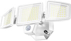 PURICH LED Security Lights Motion Sensor Outdoor Lights, 5000K Daylight, IP65 Waterproof, Dusk to Dawn, 3-Head Motion Detected Flood Light for Garage, Yard, Porch, White