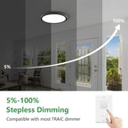 15.8 Inch Dimmable LED Flush Mount Ceiling Light, 32W, 3480LM, 3000K/3700K/4000K/5000K/6000K, Round Flat Panel Low Profile Ceiling Light Fitures for Hallway, Kitchen, Bedroom, 4PK Black