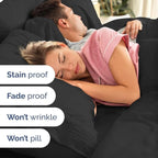Split Head King Sheet Set – 4 Piece Flex Split Top King Sheets for Adjustable Beds - Fits 14” to 16" Mattress w/ Deep Pockets - Ultra-Soft, Breathable & Cooling - Luxury Bedding & Wrinkle Free - Black