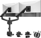 monTEK Dual Monitor Stand with USB Up to 35" Screens,Tall Post Mounted Monitor Arm holds Max 24.3lbs Per Screen, Full Motion Adjustable Arm Desk Mount with C-Clamp/Grommet,VESA 75/100mm, MA1010UCPBK-D